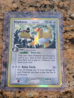 Pokemon EX Dragon Frontiers Holo Rare Ampharos (Delta Species) #1 [PSA 8] - Image 1