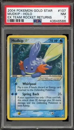 Pokemon Mudkip Gold Star EX Team Rocket Returns Holo Ultra Rare #107 PSA 7 - Image 1