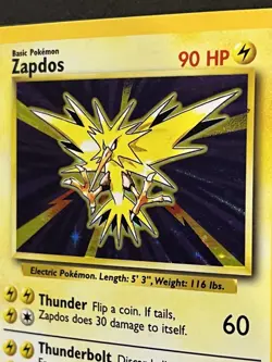 Zapdos Holo 16/102 Base Set Unlimited Pokemon Card - Image 2
