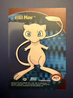 2000 TOPPS POKEMON TV ANIMATION CLEAR CARDS MEW #PC 7 - Image 2