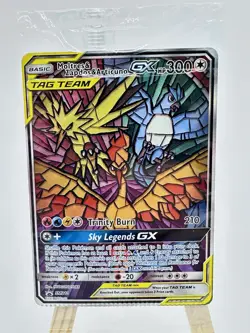 Pokemon TCG Moltres Zapdos Articuno GX Sealed Hidden Fates Promo - Crimp Error!! - Image 1