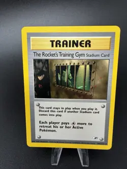 The Rocket's Training Gym 104/132 Rare Gym Heroes Unlimited Stadium Card Pokemon - Image 1