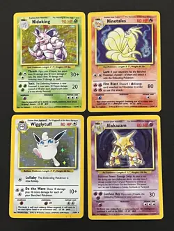 1999 Pokemon Base Set Unlimited Holo Lot Alakazam Ninetales Nidoking Wigglytuff - Image 1