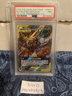 Pokemon TCG PSA 9 Moltres & Zapdos & Articuno GX SM210; FREE S&H!!! - Image 1