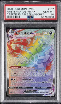 2020 POKEMON SWORD & SHIELD DARKNESS ABLAZE #192 FULL ART/ETERNATUS VMAX PSA 10 - Image 1