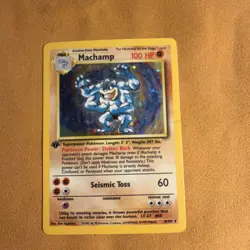 Pokemon TCG Machamp Base Set 8/102 Rare Holo First Edition 1999 Ken Sugimori - Image 1
