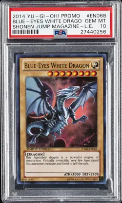 2014 YU-GI-OH! PROMO SHONEN JUMP MAGAZINE #EN068 BLUE-EYES WHITE DRAGON PSA 10 - Image 1