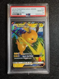 Pokemon 2019 Sun & Moon Hidden Fates Raichu GX Ultra Rare Holo Card #20/68 - Image 1