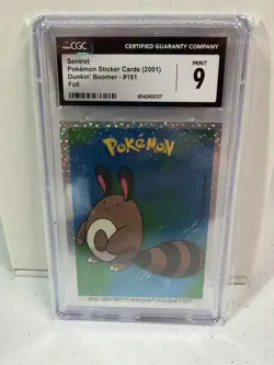 Sentret Pokemon Sticker Cards 2001 Dunkin’ Boomer 161 Foil CGC 9 - Image 1