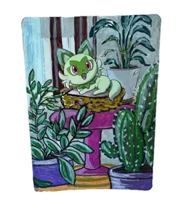 sprigatito X1 Altered Art Hand Painted pokemon cards Anime Custom Original Art - Image 2