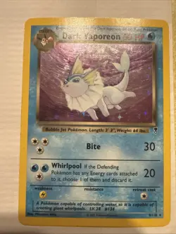 Dark Vaporeon 9/110 Legendary Collection Holo HP Pokemon TCG WOTC 2002 English - Image 2