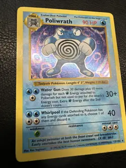Poliwrath Base Set Shadowless Holo Rare 13/102 Vintage 1999 WOTC Pokemon TCG - Image 3