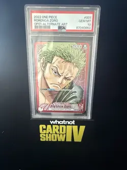 RORONOA ZORO 2022 ONE PIECE OP01-ROMANCE DAWN ALTERNATE ART #001 PSA 10 - Image 1
