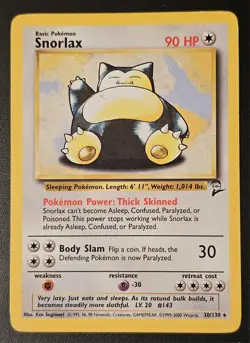 Snorlax 30/130 - LP - Base Set 2 - Vintage Pokemon Card - Image 1
