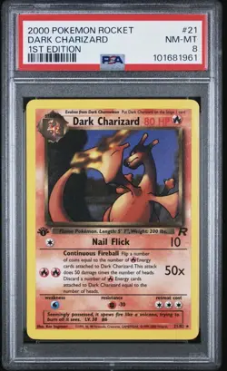 Dark Charizard 1st Edition Non-Holo Card 21/82 PSA 8 - Image 1