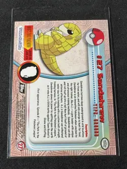 1999 Topps Pokemon TV Animation Edition Foil Sandshrew Black Logo #27 - Image 2