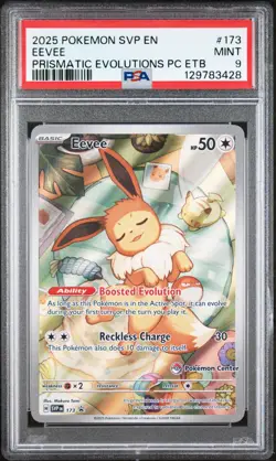 PC ETB EEVEE #173 Pokemon Center Promo Prismatic Evolutions STAMPED PSA 9 MINT - Image 1