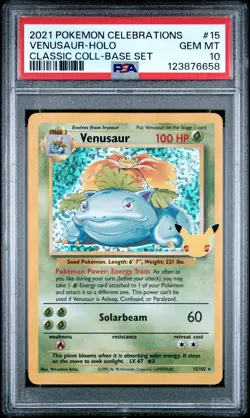 2021 POKEMON CELEBRATIONS CLASSIC COLL #15 VENUSAUR-HOLO PSA 10 - Image 1