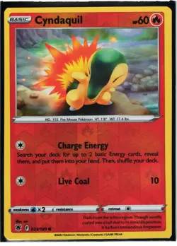 Cyndaquil Reverse Holo Pokemon tcg SWSH10: Astral Radiance #023/189 - Image 1