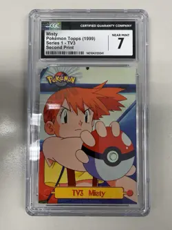1999 Topps Pokemon Series 1 Misty TV3 CGC 7 Near Mint - Image 1