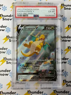 ⚡❄ 2021 Pokemon Evolving Skies #192 Dragonite V Full Art PSA 6 - Image 1