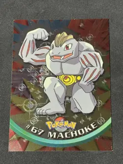 Machoke #67 Topps Pokemon Black Logo TV Animation 1999 Rainbow Holo Nm - Image 1