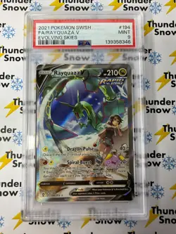 ⚡❄ 2021 Pokemon Evolving Skies #194 Rayquaza V Full Art PSA 9 - Image 1