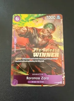 One Piece TCG - Roronoa Zoro P-045 - Pre Release Winner Promo Eng - Image 1