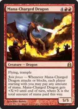 MTG Mana-Charged Dragon, Commander 2011, Heavily Played, English - Image 1