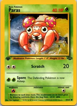 Paras 59/64 Jungle 1st Edition LP Pokemon Card TCG - Image 1