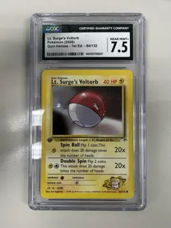 2000 Pokemon Gym Heroes 1st Edition Lt. Surge Voltorb CGC 7.5 Near Mint+ - Image 1