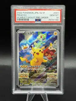 2022 POKEMON JAPANESE BLACK STAR PROMO #001/SV-P PIKACHU SCARLET/VIOLET PSA 10 - Image 1
