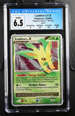 CGC 6.5 Pokemon TCG Leafeon LV.X 99 Holo Rare Card Majestic Dawn - Image 1