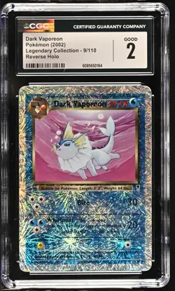 CGC 2 Dark Vaporeon 2002 Legendary Collection 9/110 Reverse Holo Pokemon Card - Image 1