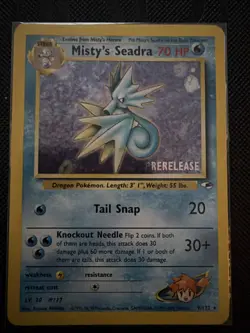 Misty's Seadra 9/132 Gym Heroes Unlimited HOLO RARE Pokemon Card HP Prerelease - Image 1