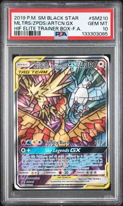 Moltres Zapdos Articuno GX #SM210 Black Star Promo Pokemon Card PSA 10 Gem Mint - Image 1