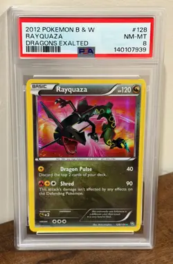 2012 Pokemon B&W Rayquaza Dragons Exalted (English) 128/124 (PSA 8 NM-MT) - Image 1