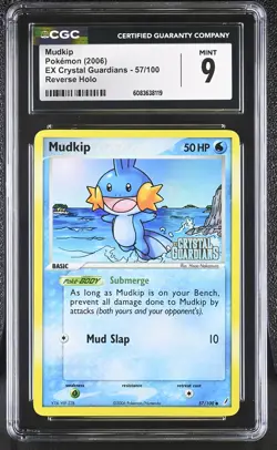 CGC 9 Mudkip 2006 EX Crystal Guardians 57/100 Reverse Holo STAMPED Pokemon Card - Image 1
