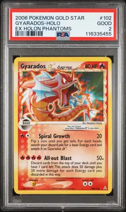 2006 POKEMON EX HOLON PHANTOMS GOLD STAR #102 GYARADOS-HOLO PSA 2 - Image 1