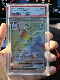 Pokemon SWSH07 Evolving Skies Glaceon VMAX 208/203 Secret Rare PSA 10 Holo - Image 1