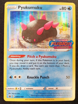 Pyukumuku SWSH169 Stamped Holographic Pre Release Fusion Strike Promo Pokemon NM - Image 1
