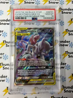 ⚡❄ 2019 Pokemon SM Black Star Promo Mewtwo & Mew GX Tag Team Full Art PSA 10 - Image 1