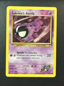 MP*Pokemon TCG Card Sabrina's Gastly 93/132 Gym Heroes Set Unlimited WOTC *MP* - Image 1