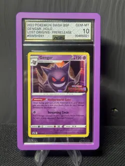 Pokemon Gengar SWSH241 Lost Origin Prerelease Promo Card AGS 10 Gem Mint - Image 1