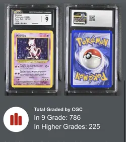 Pokemon Card - Mewtwo Base Set Unlimited Holographic Graded CGC MINT 9 (10/102) - Image 3