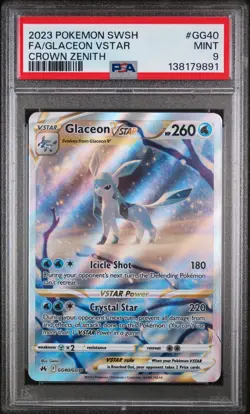 [PSA 9] Glaceon VSTAR GG40/GG70 Crown Zenith: Galarian Gallery Holo Pokemon - Image 1