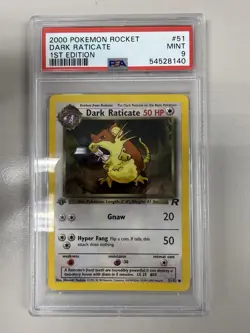 2000 Pokemon Team Rocket Dark Raticate PSA 9 Mint 54528140 - Image 1