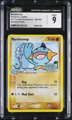 CGC 9 MINT Marshtomp EX Crystal Guardians 38/100 Reverse Holo STAMPED Pokemon - Image 1