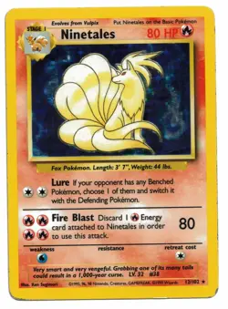 Pokemon Card: Ninetales HOLO 12/102 Base Set Vintage Rare! EX - Image 1