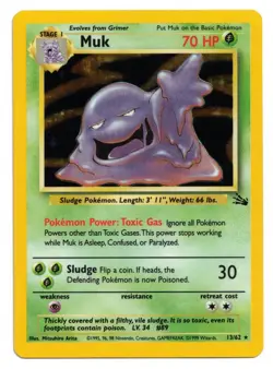 Pokemon Card: Muk HOLO 13/62 Fossil Set Rare! EX - Image 1